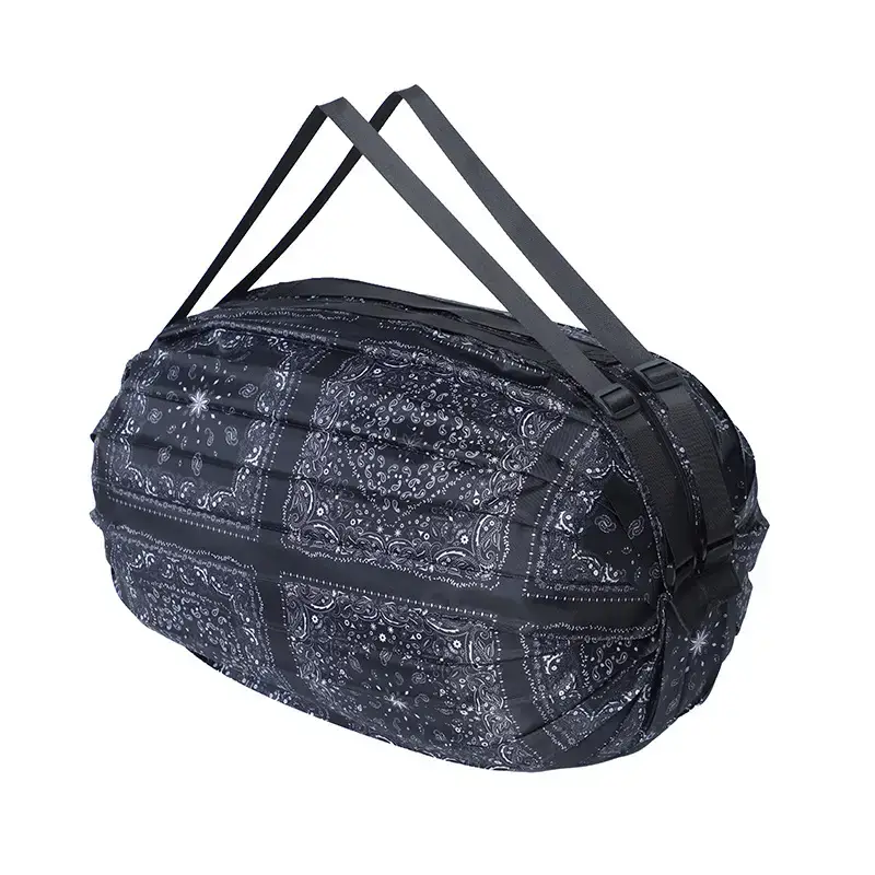 Portable Travel Bag Blue White Pattern Large Capacity - Image 3