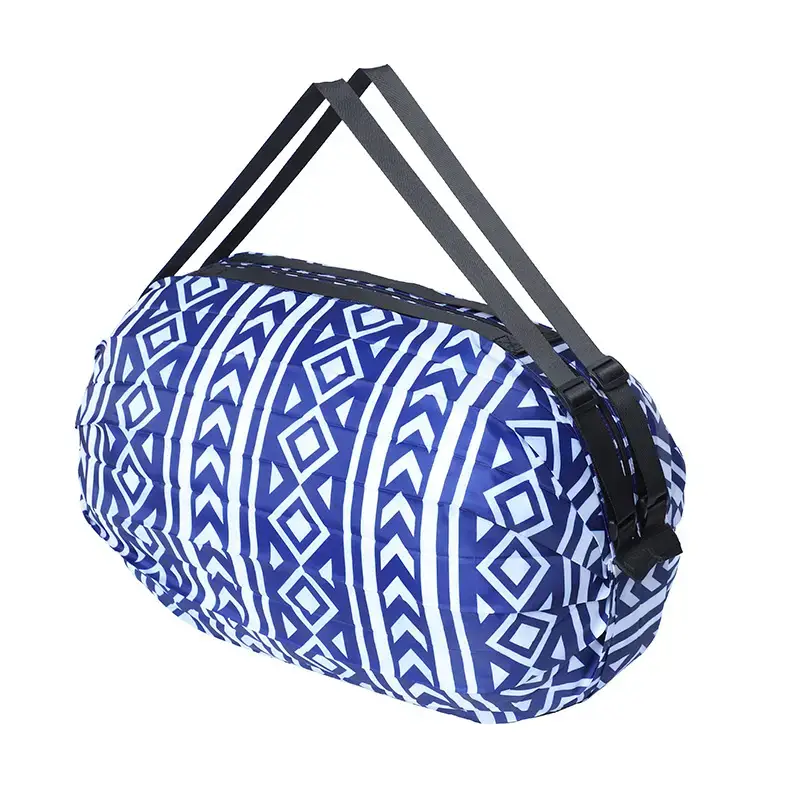 Portable Travel Bag Blue White Pattern Large Capacity - Image 4