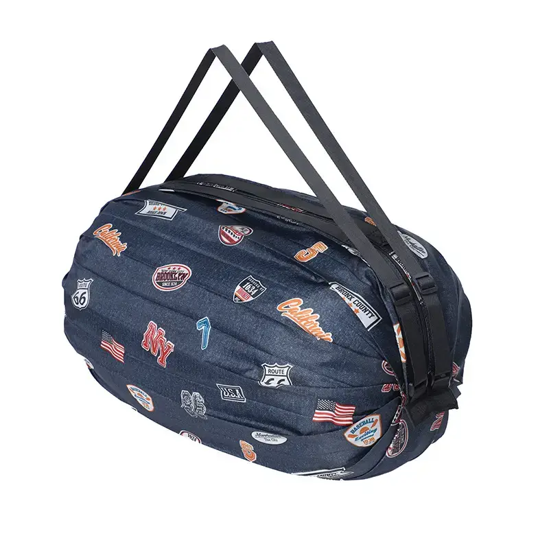 Portable Travel Bag Blue White Pattern Large Capacity - Image 5