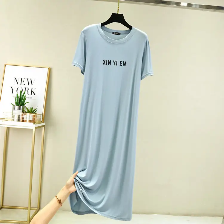 Women Black Printed Nightgown Large Summer Dress - Image 8