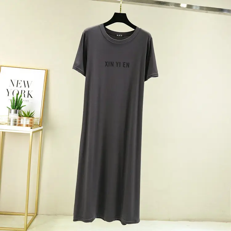 Women Black Printed Nightgown Large Summer Dress - Image 10