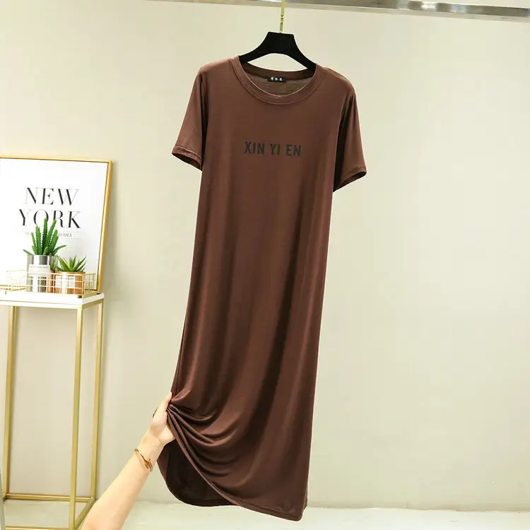 Women Black Printed Nightgown Large Summer Dress - Image 6