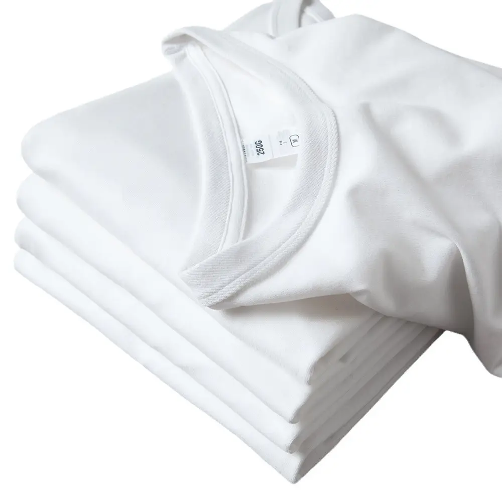 Pure Cotton Men's White Crew Neck T-Shirt 250g