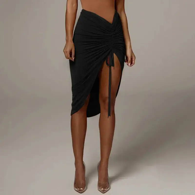 2025 Women Sexy Drawstring Skirt Red Slim Fit - Image 8