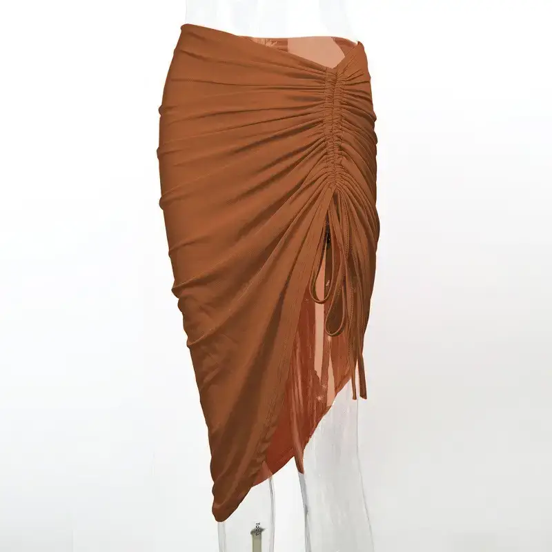 2025 Women Sexy Drawstring Skirt Red Slim Fit - Image 3