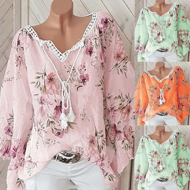 2023 Floral V-Neck Long Sleeve Women Top - Image 7