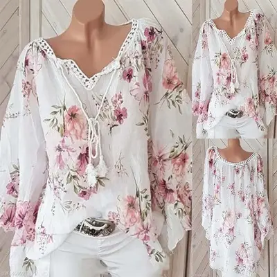 2023 Floral V-Neck Long Sleeve Women Top — feature 4