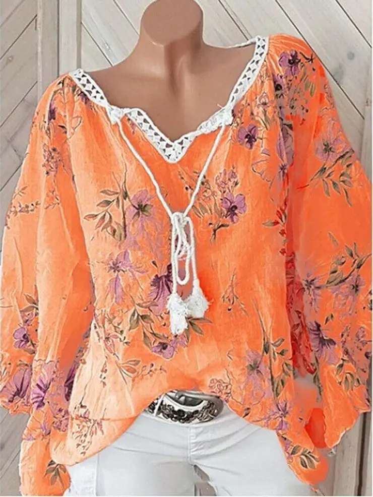2023 Floral V-Neck Long Sleeve Women Top - Image 5