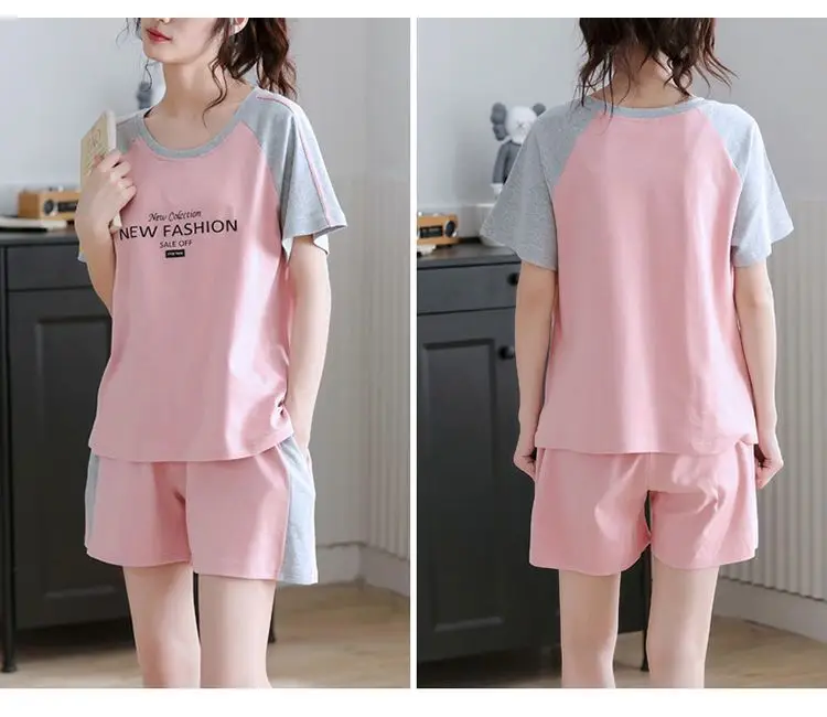 Women's Green Short Sleeve Korean Style Shorts Set Large — feature 8