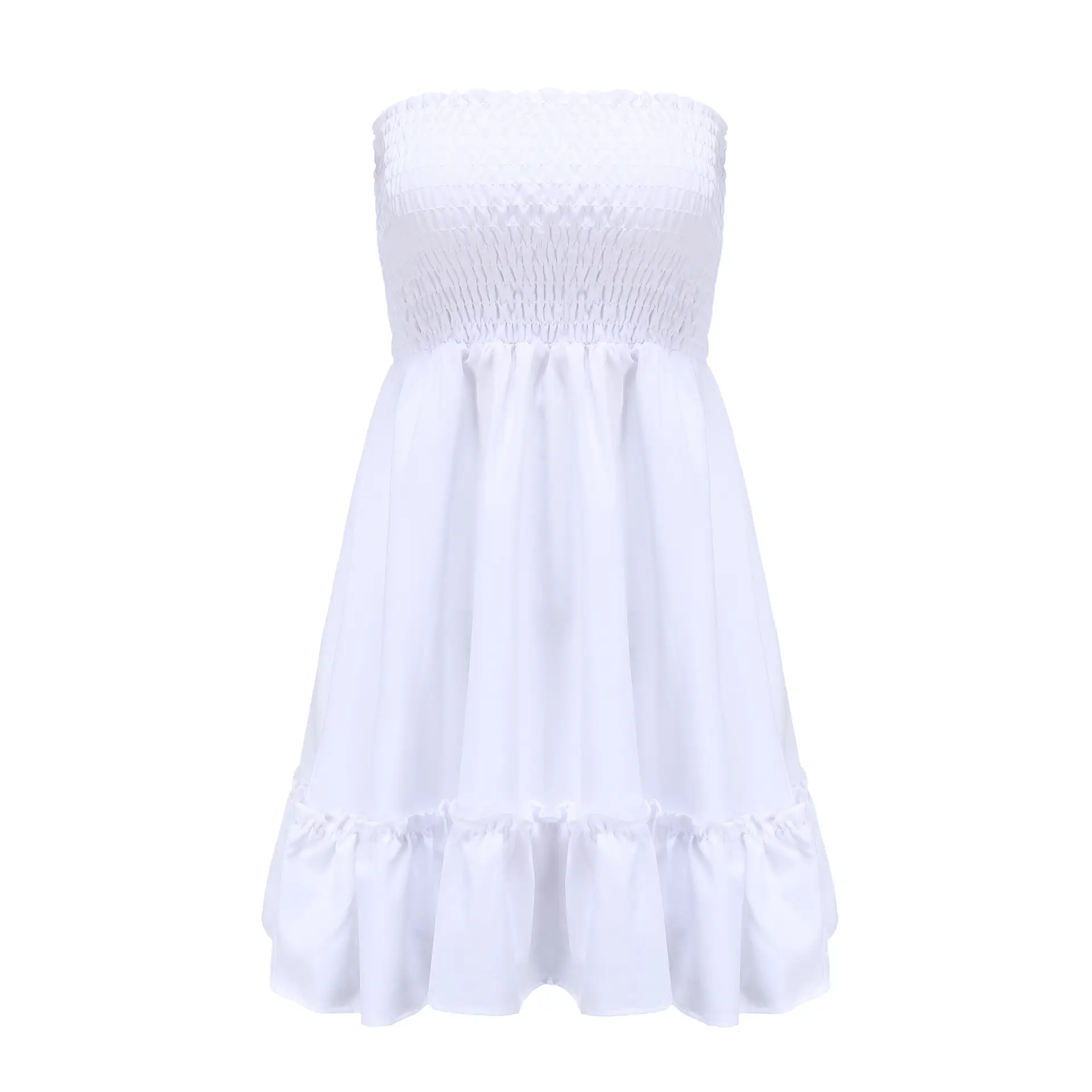 2025 Summer Strapless Elathe Dress Black Ruffled Hem — feature 17