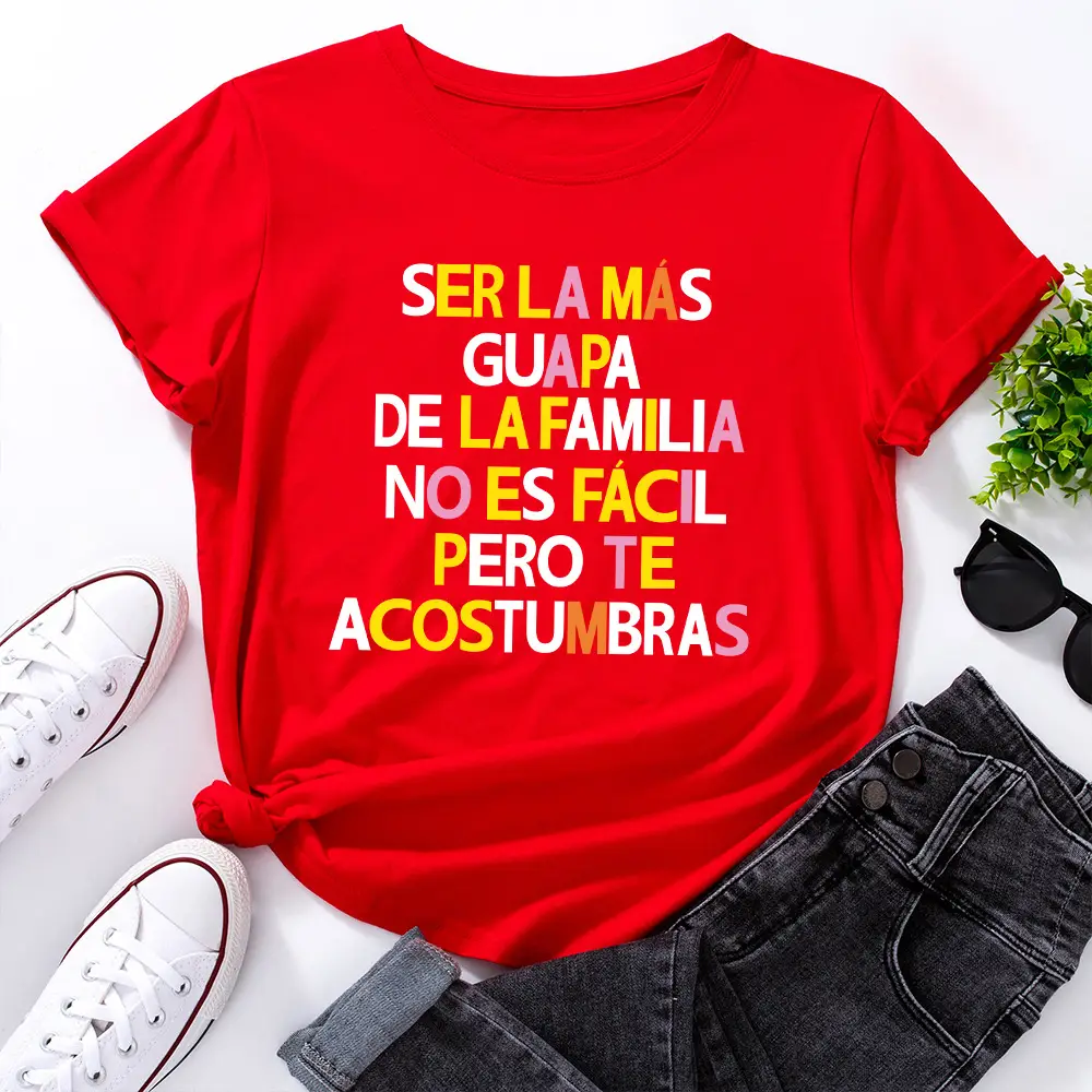 Women's Colorful Letter Print T-Shirt White
