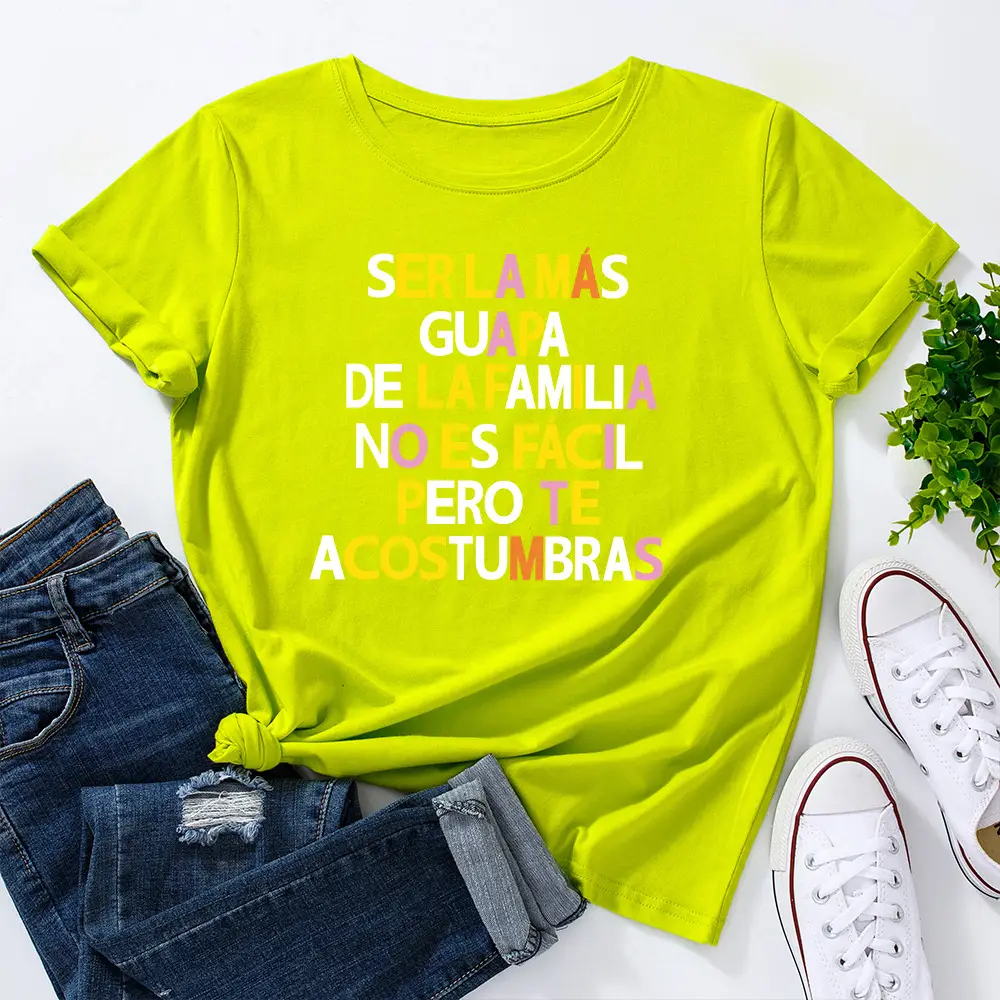 Women's Colorful Letter Print T-Shirt White