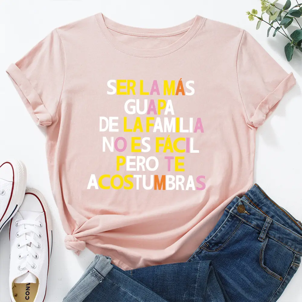 Women's Colorful Letter Print T-Shirt White