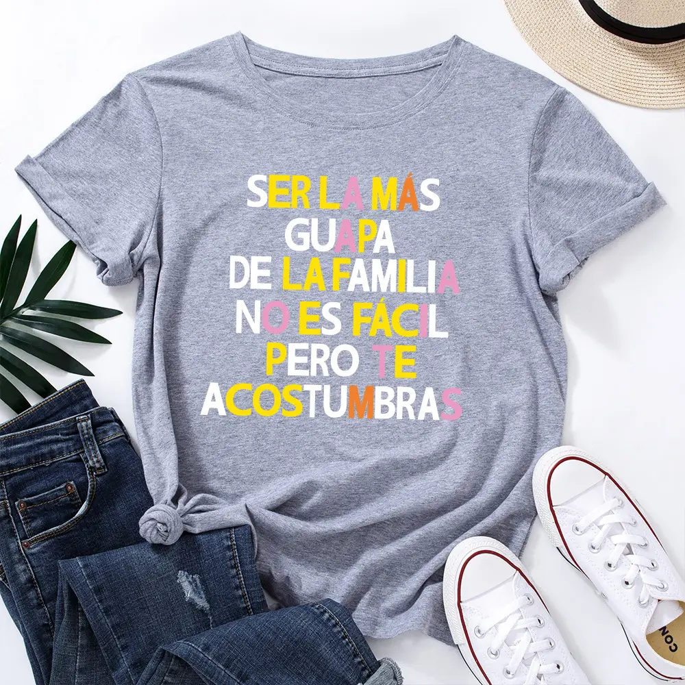 Women's Colorful Letter Print T-Shirt White