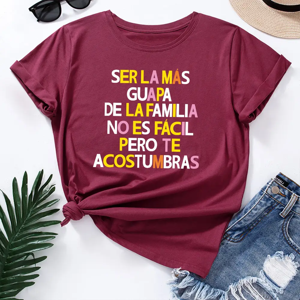Women's Colorful Letter Print T-Shirt White