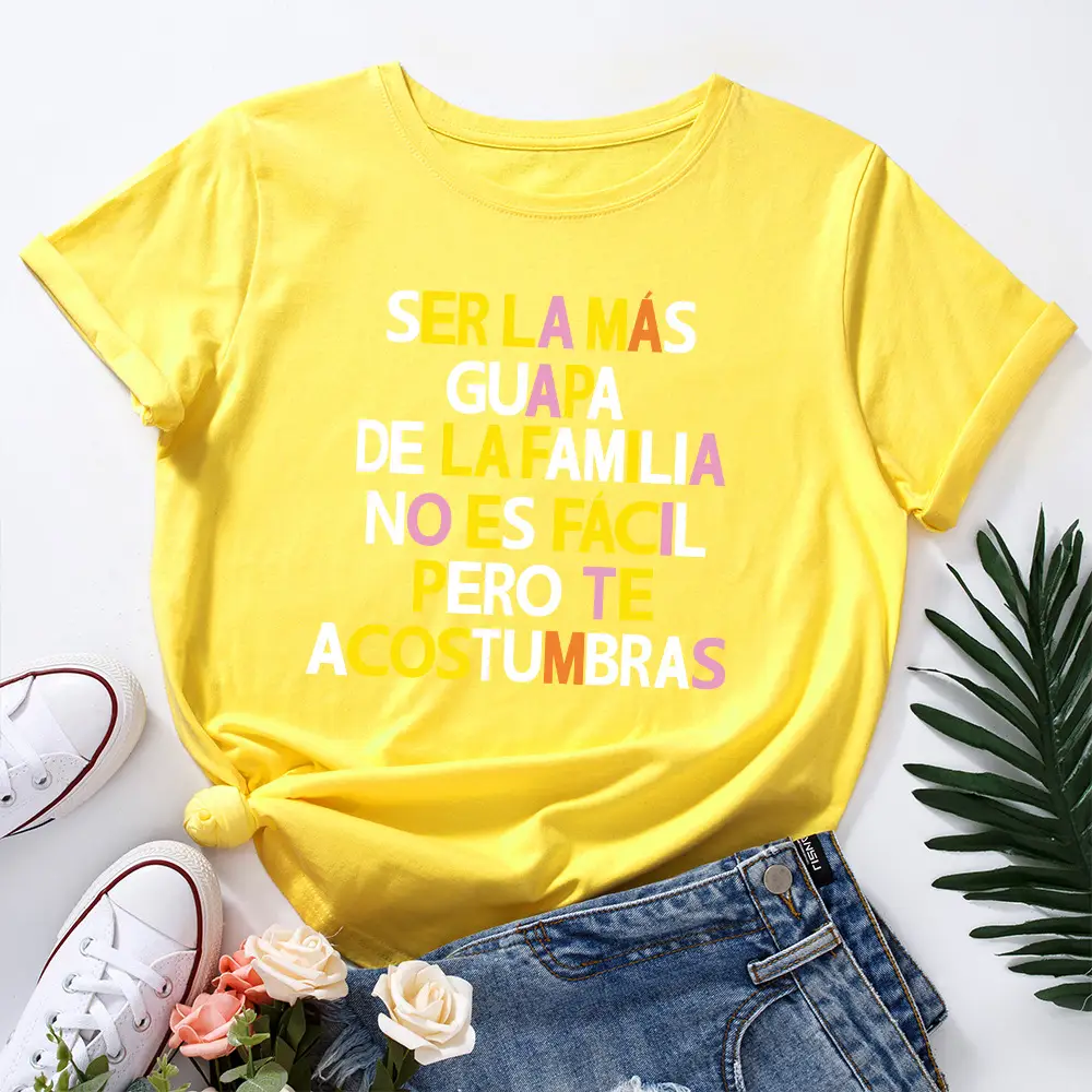 Women's Colorful Letter Print T-Shirt White