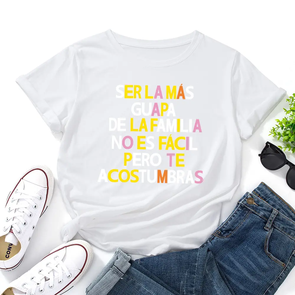Women's Colorful Letter Print T-Shirt White