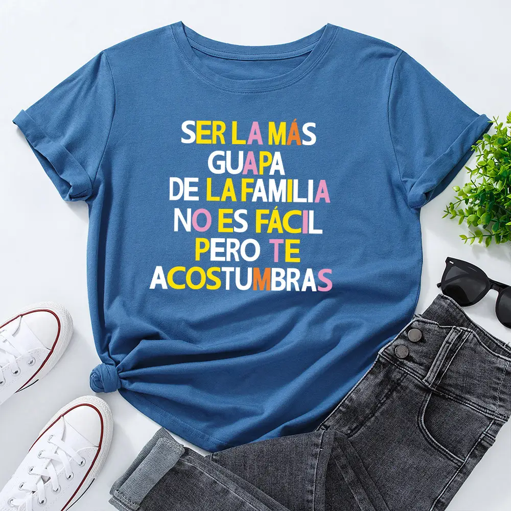 Women's Colorful Letter Print T-Shirt White