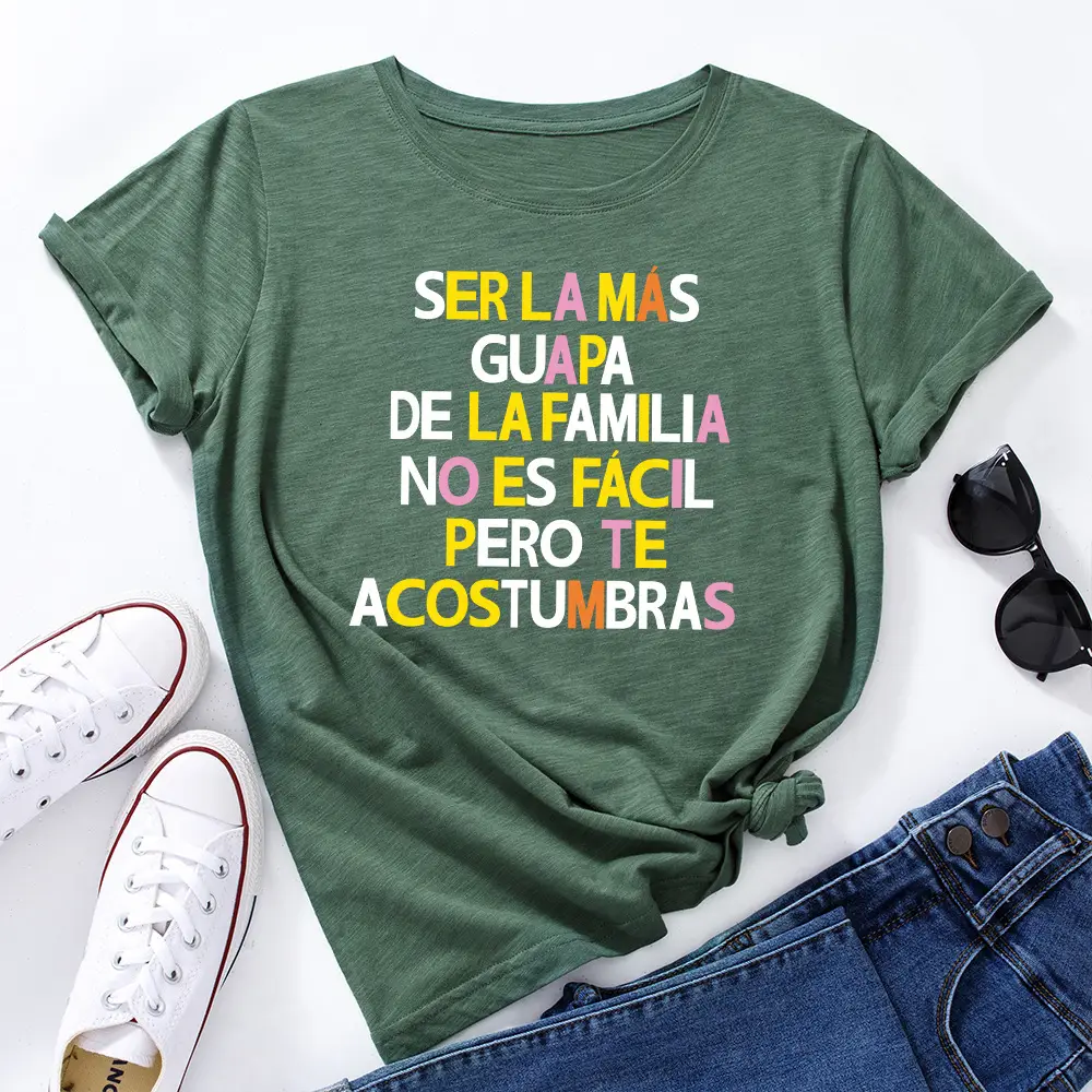 Women's Colorful Letter Print T-Shirt White