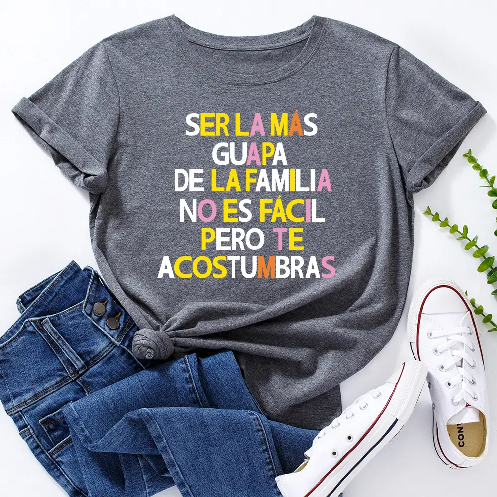 Women's Colorful Letter Print T-Shirt White