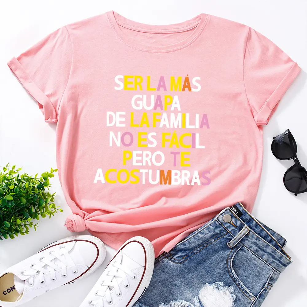 Women's Colorful Letter Print T-Shirt White