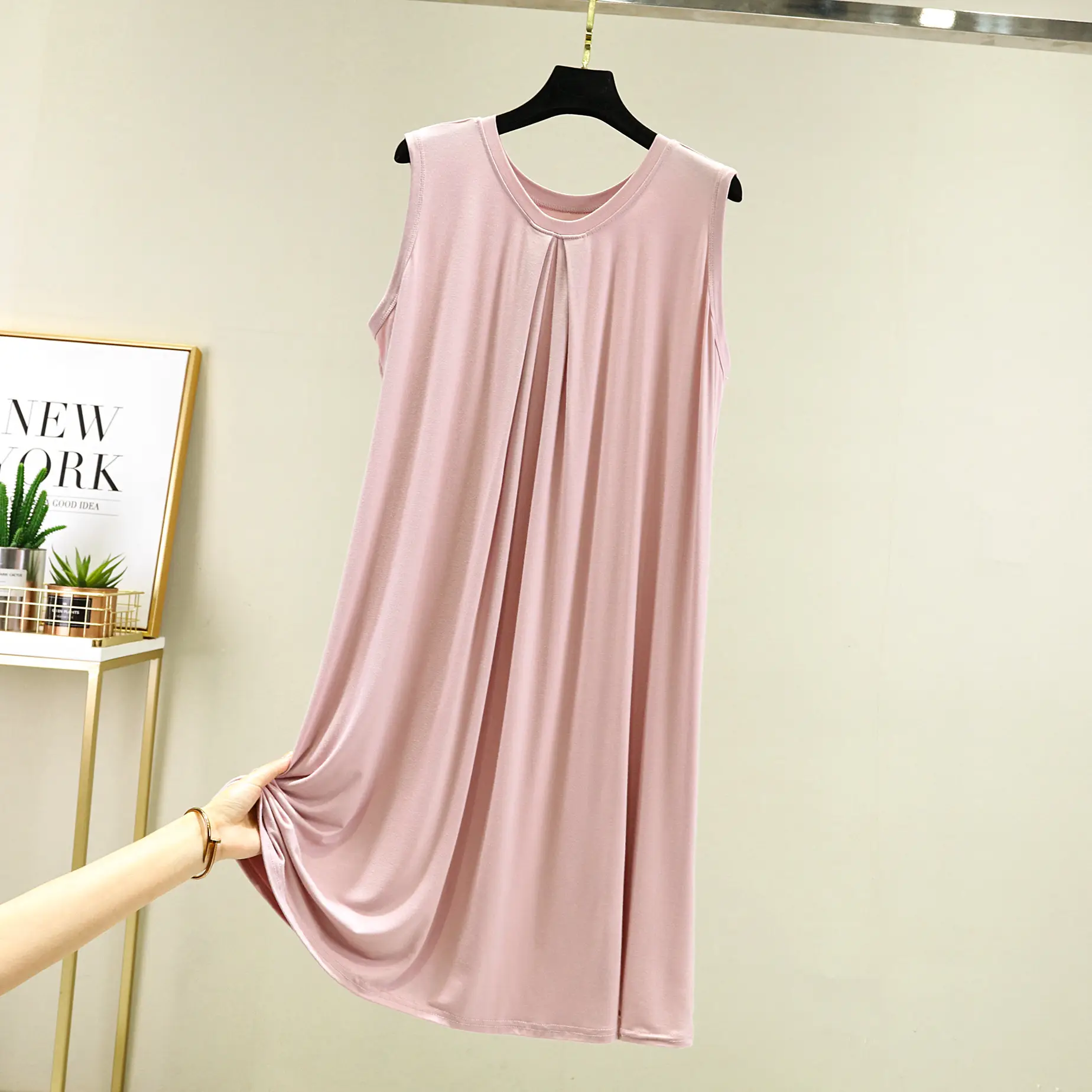 Modal Sleeveless Nightdress V-Neck Loose Fit - Image 5