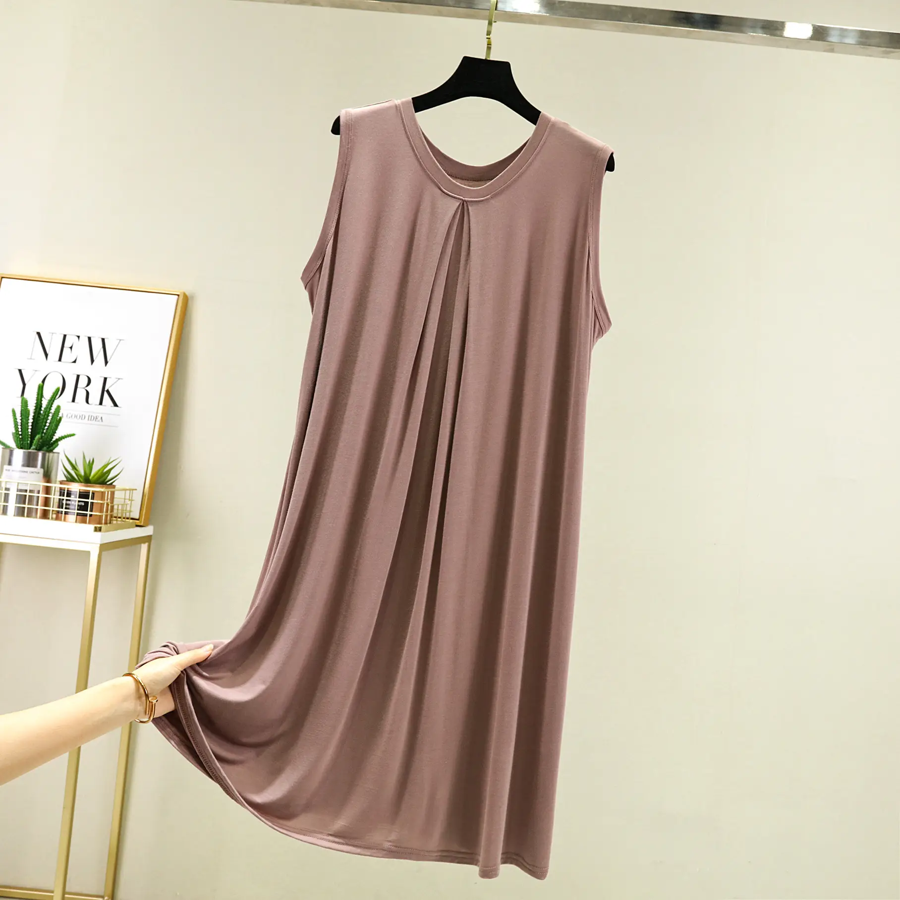Modal Sleeveless Nightdress V-Neck Loose Fit - Image 7