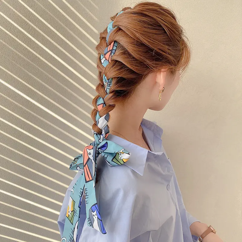 Women's Silk Scarf with "HER" Print & Ponytail Set — feature 11