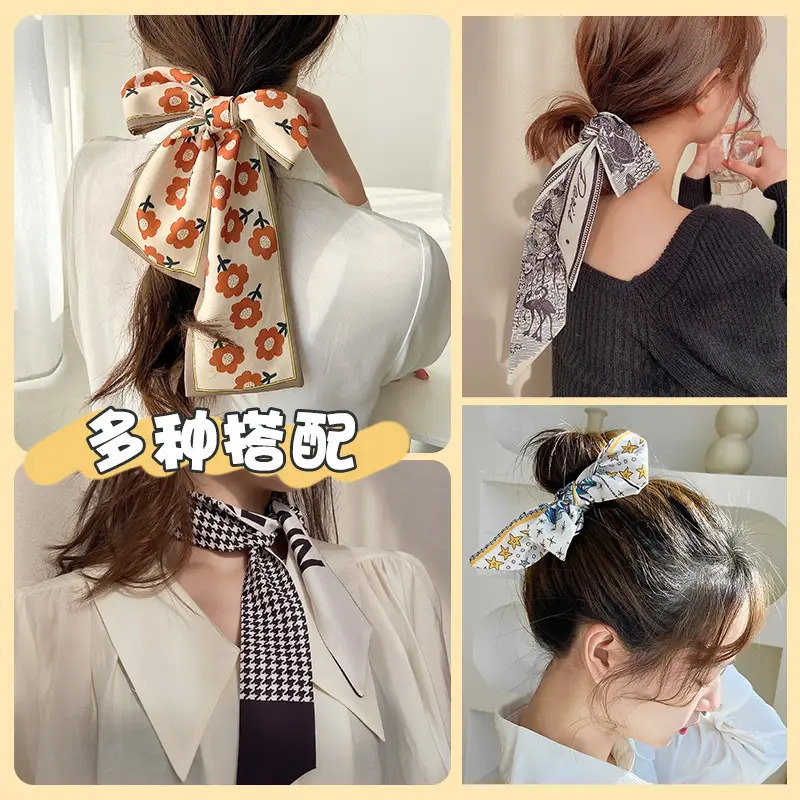 Women's Silk Scarf with "HER" Print & Ponytail Set — feature 4