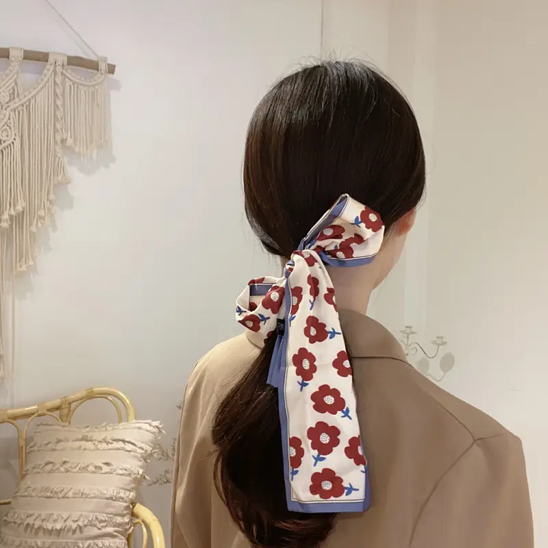 Women's Silk Scarf with "HER" Print & Ponytail Set — feature 8