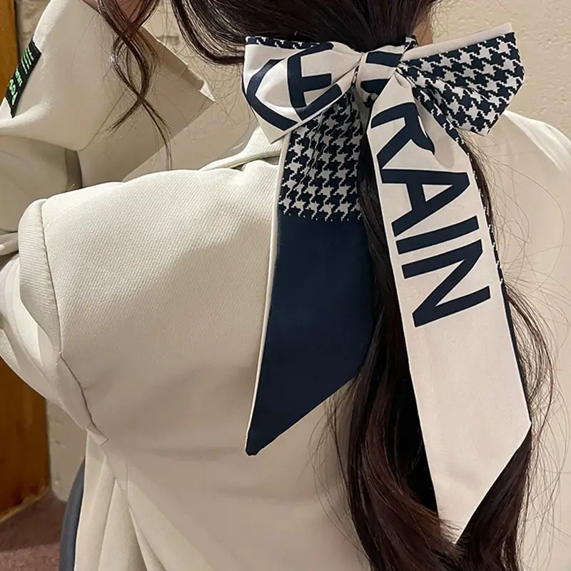 Women's Silk Scarf with "HER" Print & Ponytail Set - Image 12