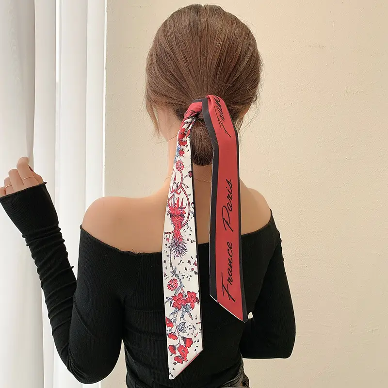 Women's Silk Scarf with "HER" Print & Ponytail Set - Image 13