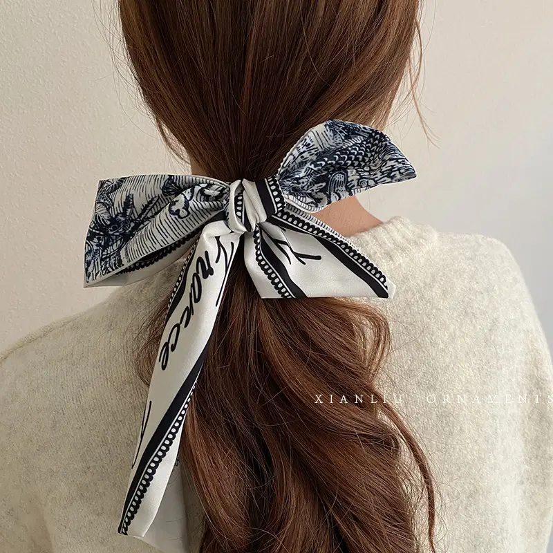 Women's Silk Scarf with "HER" Print & Ponytail Set - Image 14