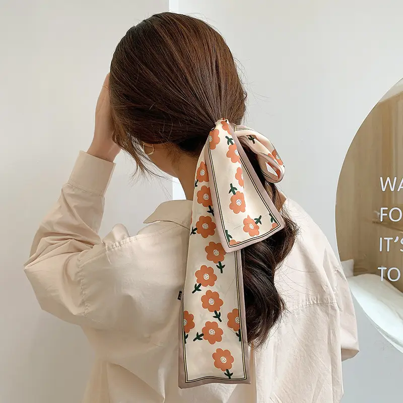 Women's Silk Scarf with "HER" Print & Ponytail Set - Image 15