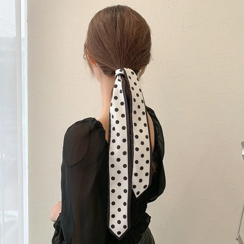 Women's Silk Scarf with "HER" Print & Ponytail Set - Image 2