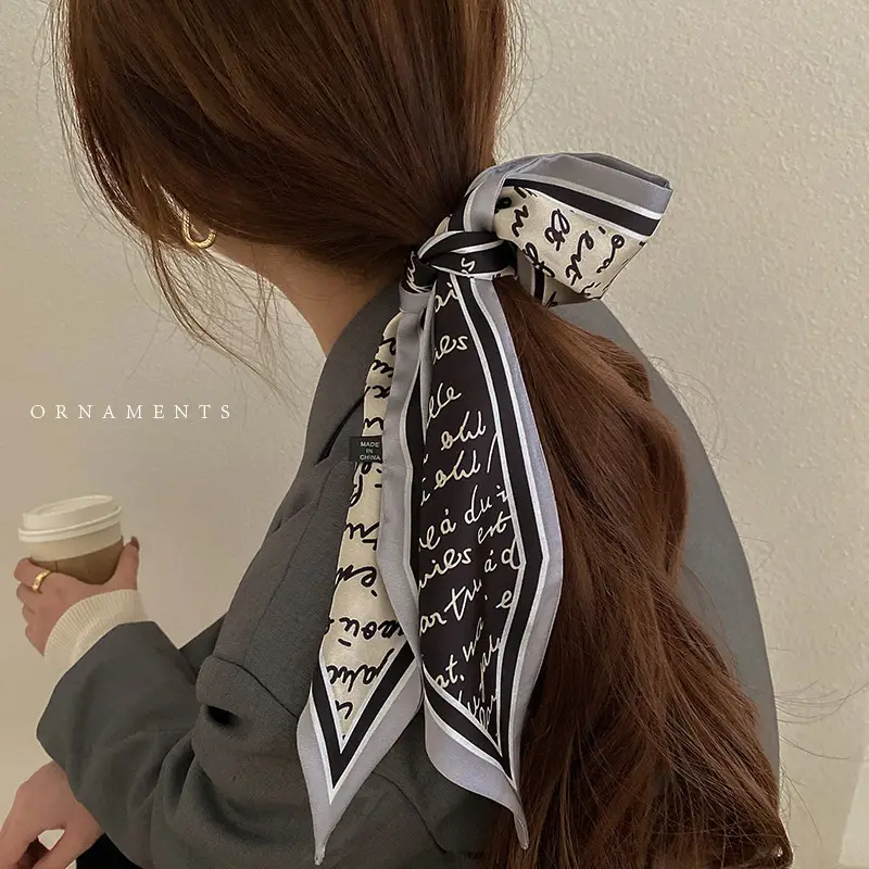Women's Silk Scarf with "HER" Print & Ponytail Set - Image 23