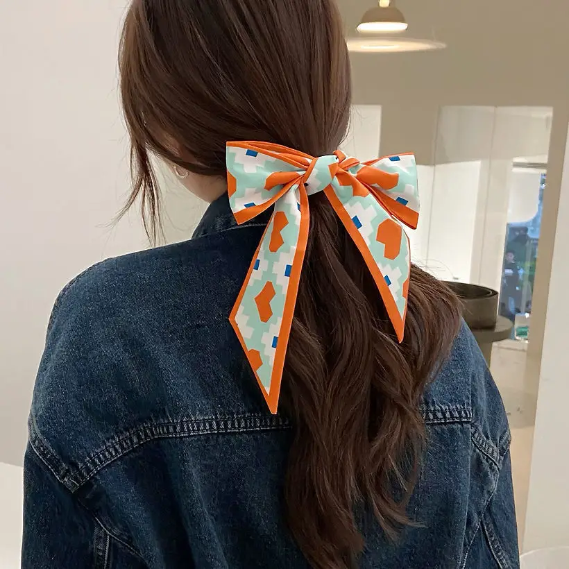 Women's Silk Scarf with "HER" Print & Ponytail Set - Image 5