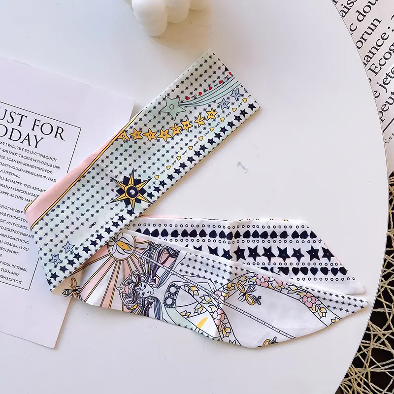 Women's Silk Scarf with "HER" Print & Ponytail Set - Image 7