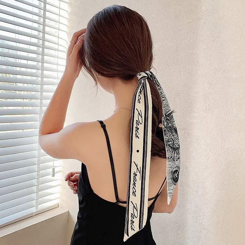 Women's Silk Scarf with "HER" Print & Ponytail Set - Image 8