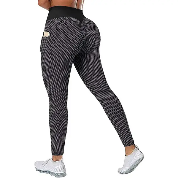 Blue Honeycomb High Waist Yoga Pants Large - Image 8