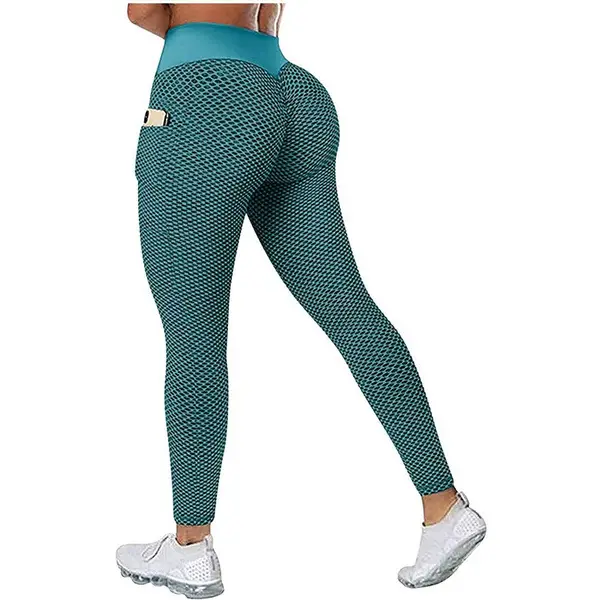 Blue Honeycomb High Waist Yoga Pants Large - Image 9