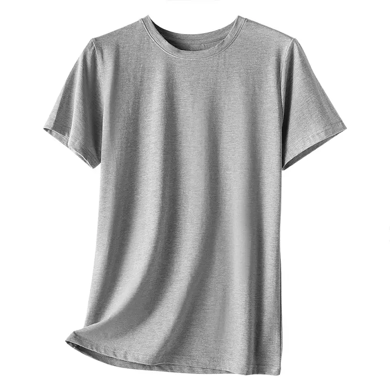Men Cotton T-Shirt Grey White Black Round Neck Stretch - Image 3