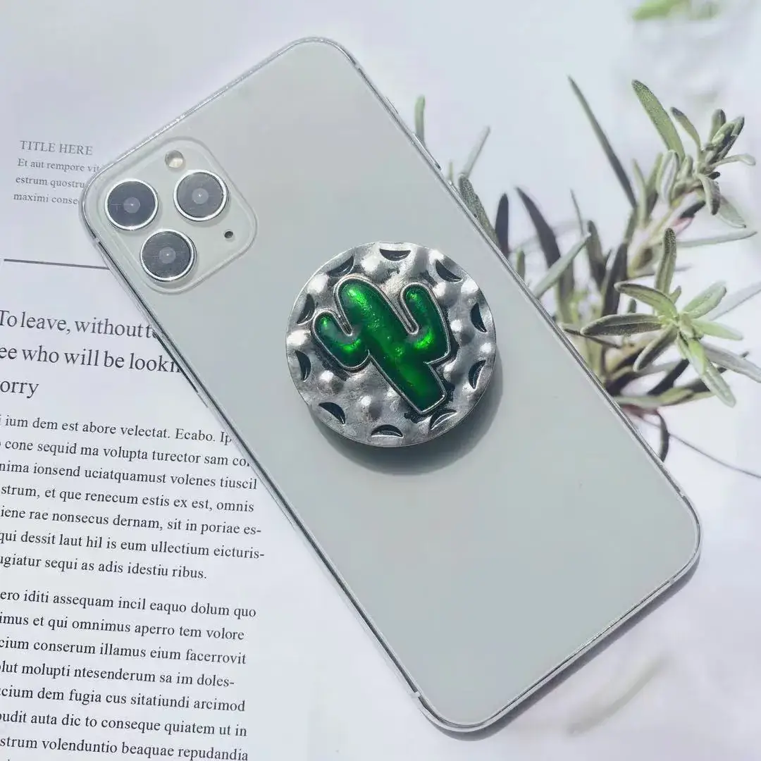 Turquoise Retro Mobile Phone Holder with Stone Design
