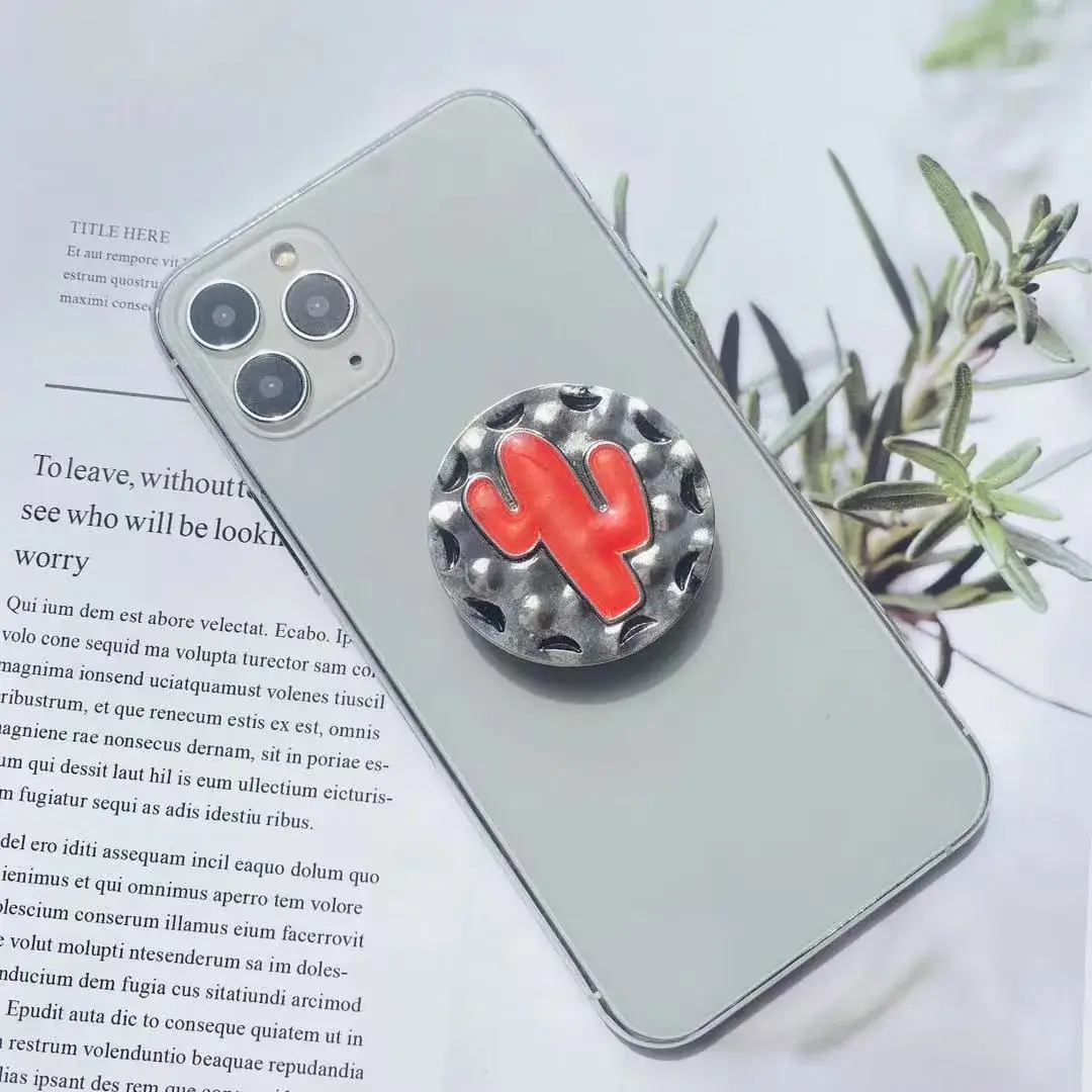Turquoise Retro Mobile Phone Holder with Stone Design