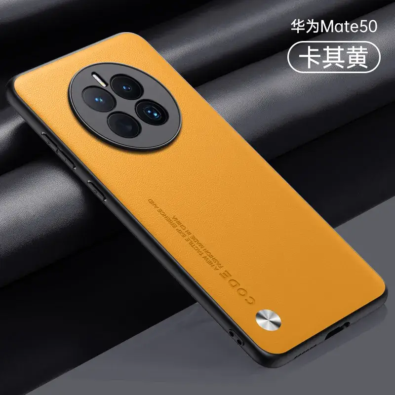 Huawei Mate50 Black Leather 360° Protection Case - Image 3