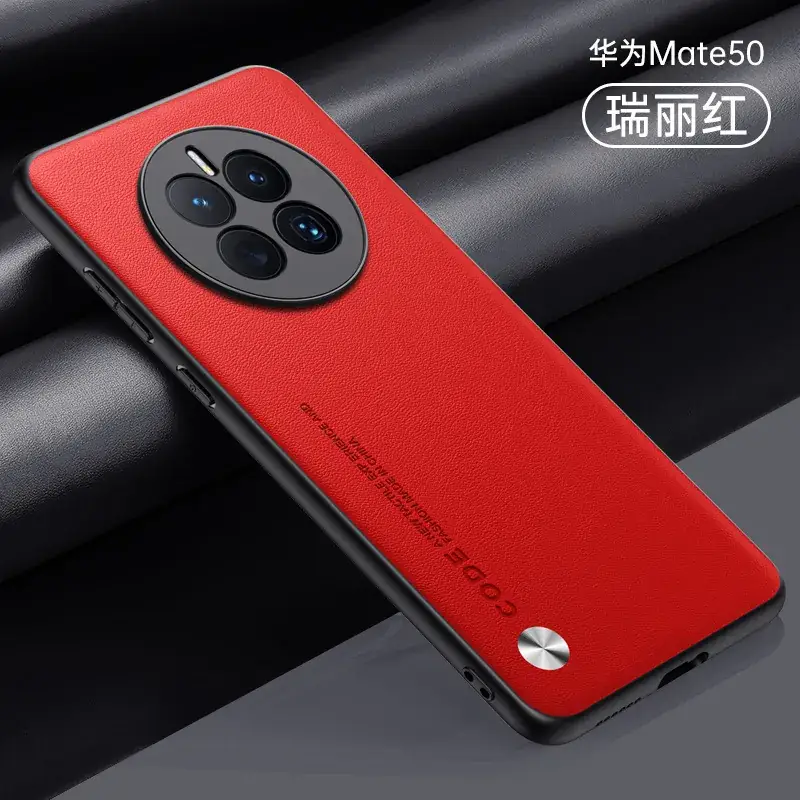 Huawei Mate50 Black Leather 360° Protection Case - Image 6