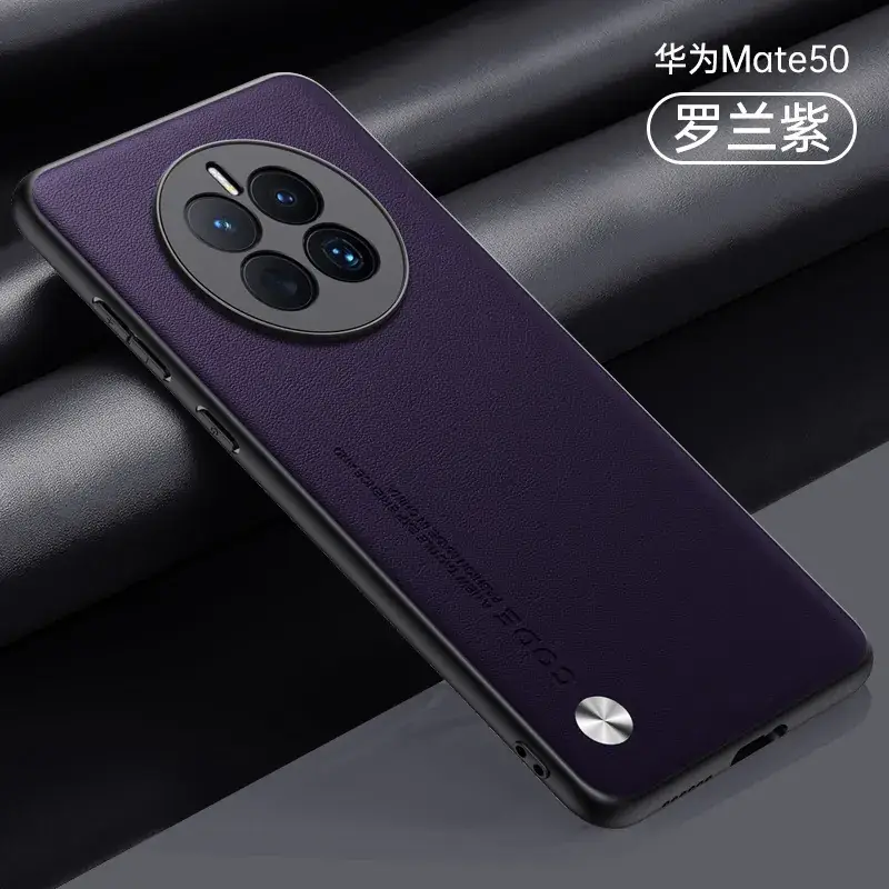 Huawei Mate50 Black Leather 360° Protection Case - Image 7