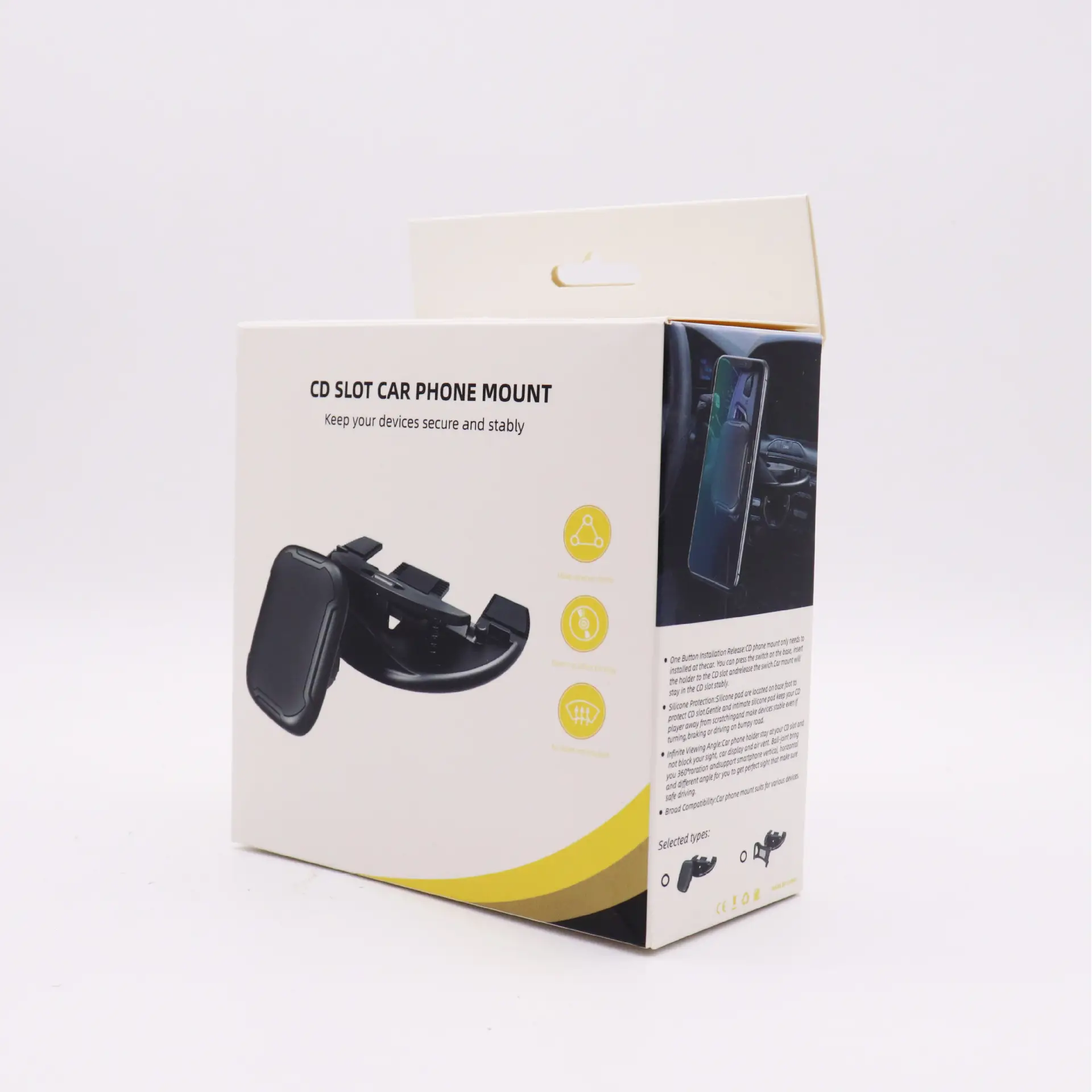 Car CD Port Phone Clamp Bracket Black — feature 23