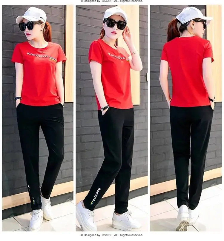 Women Summer Sports Suit Yellow Slimming Trousers Large — feature 13