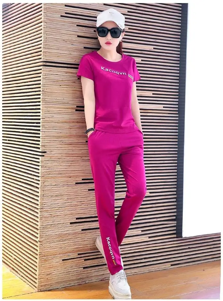 Women Summer Sports Suit Yellow Slimming Trousers Large — feature 5